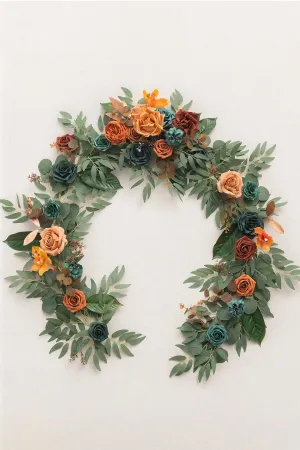 Ling's Moment 6ft Flower Garland in Dark Teal & Burnt Orange