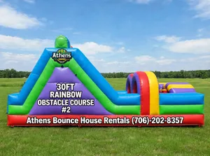 30ft. Rainbow Obstacle Course #2 With Large Slide