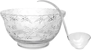 Punch Bowl Glass W/ Ladle and Base 8Q