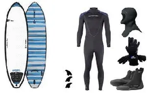 Surfboard and Wetsuit Package 