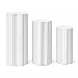 White Fluted Metal Plinth (EACH)