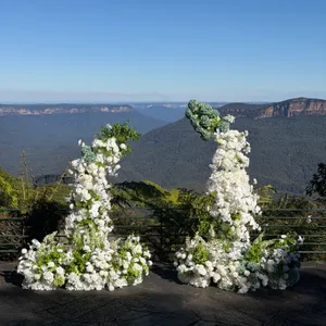 Botanical White & Green Flower Arch Backdrop