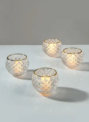 Glass Tea Light Candle with Flameless Candle - Set of 6