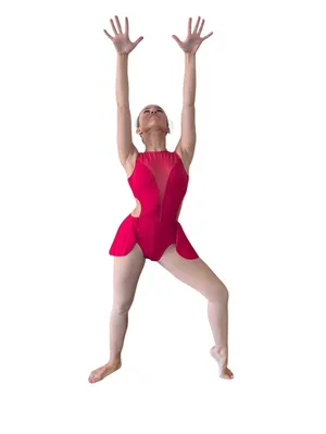 Red backless skirted leotard D10751