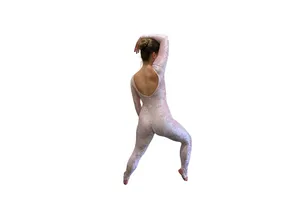 Velvet catsuit long sleeve Baby Pink