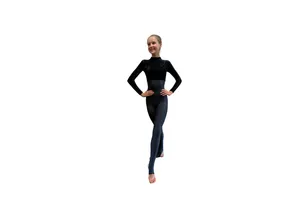 Half velvet Stirrup catsuits - Black Charcoal - Zip fastening at back (shown here with stirrups folded underneath)