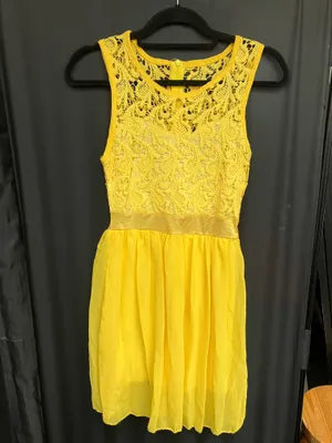 Yellow Chiffon & Crochet top 'Belle-ette' dress