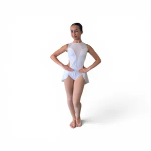 White backless skirted leotard D10751