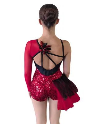 Street Spirit - Red/ Black biketard flower on back strap 9043