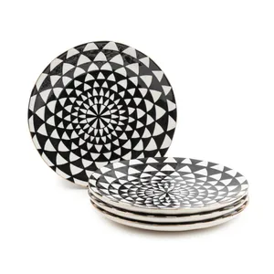 Thyme & Table Black and White Medallion Stoneware Dinner Plate