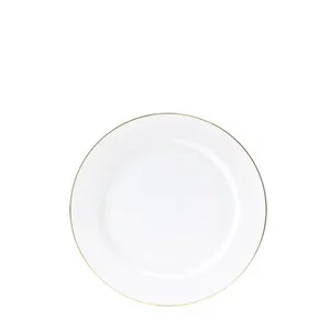 White Gold Rimmed Stoneware Salad Plate
