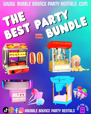 Week`s Special Ultimate Party Concession Bundle – 4 Machine Rental (Popcorn, Cotton Candy, Snow Cone & Hot Dog Steamer)