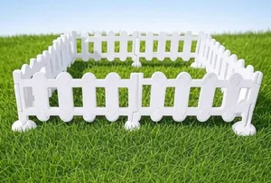 Mini White Plastic Cute Gates - Mini Picket Fence Set