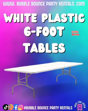 6-Foot Rectangular Folding Plastic Table – Party & Event Ready