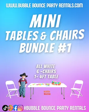 Weekly Special: Mini Tables & Kids Chairs Bundle #1 All White Only