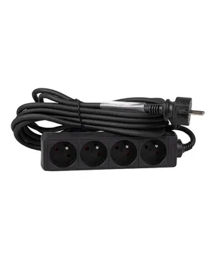 Quadruplette noire • 10/16A 250V CE, câble 1,50m