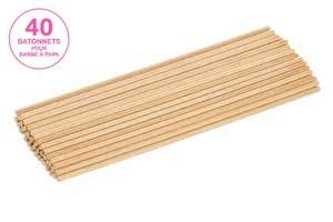 Lot de 40 bâtons pour barbe à papa - 35 cm 