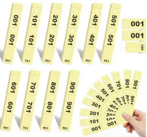 Bloc de 100 Tickets Vestiaire / Tombola 3 Parties Jaune (4,5 x 20 cm)