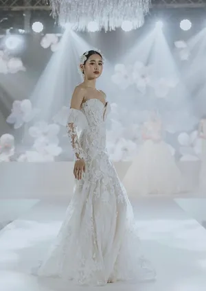 S05AAT 1241 Zhi Fei FS nude base mermaid big lace detached sleeves