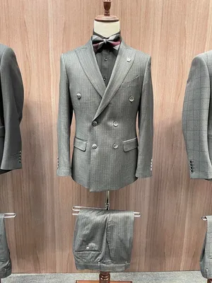 S50AAT 1378 PANTS Light Gray Double Breasted Two Buttons Peak Lapel 48# 52# code: FL612