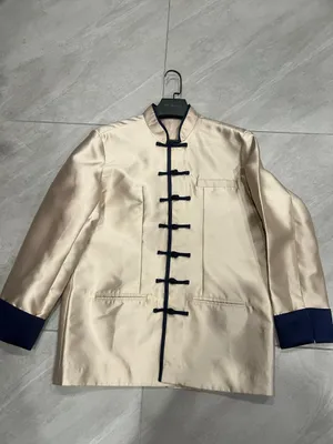 1705 Gold / champagne tang suit with blue button and sleeve #58