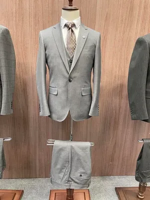 S05AAT 1372 VEST Grey Single Breasted One Button Notch Lapel 48# 50# 52# 54# 56# code: FL98