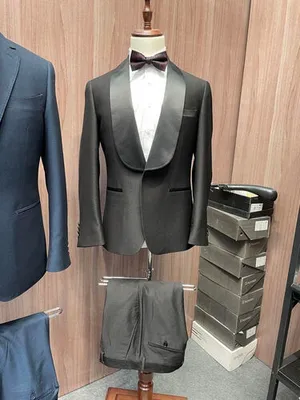 1371 OG pants black shawl lapel single breasted one button