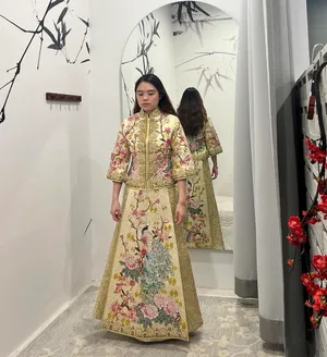 S05AAT 1095 - female kua PMK Gold blue peacock pink peony plum bossom (S:36 B:32 W:36.5 Hips:44)