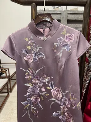 S05AAT 1611 Gaby Choo Purple simple cheongsam