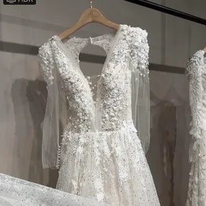 S05AAT 1554 Grace / Eva long sleeve 3D flower blink premium ball gown 