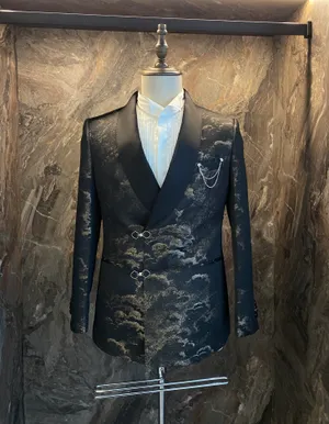 S05AAT 1668 COAT Black Silver Ocean Cloud CN Suit