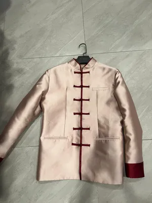 1704 Pink tang suit with red button and sleeve #56
