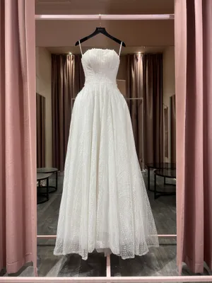 S05AAT 0893 - New Straight neckline Karmen pearl beaded tube A line
