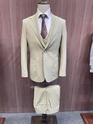 S05AAT 1363 COAT Beige / Light green Single Breasted Two Buttons Notch Lapel 48# 50# 52# 54# 56# code: FL934