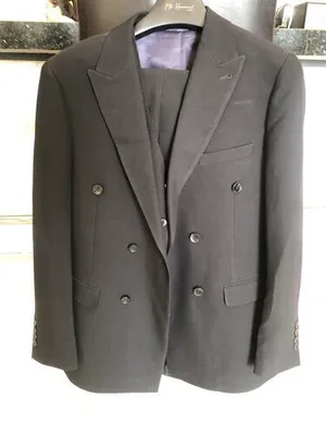 S05AAT 1422 PANTS GZ Black Double Breasted two button Peak Lapel 56# code: 5850