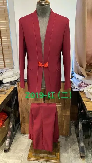 S05AAT 1571 COAT Red middle Button Chinese Men suit