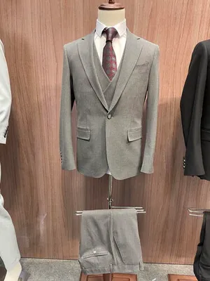 S05AAT 1366 PANTS Grey Single Breasted One Button Notch Lapel 48# 52# code: FL950
