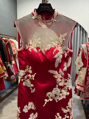 S05AAT 1609 Bright Red Modern Cheongsam