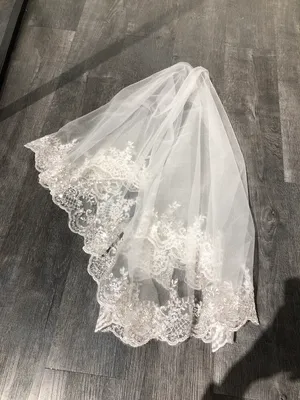 S05AAT 0758 - Silver leong lace finishing short veil