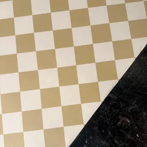 Gold & White Cheq Lino 4mx4m