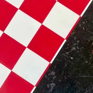 Red & White Cheq Lino 2mx10m