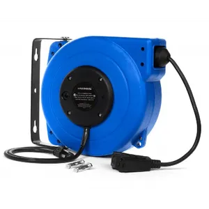 50Ft Retractable Extension Cord Reel. 14AWG, 13A, Tri-Tap Receptacle