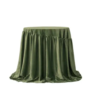Olive Gathered Velvet Cafe Table Cloth