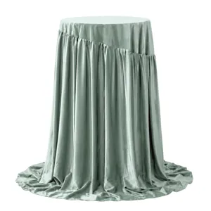 Sage Gathered Velvet Bar Table Cloth