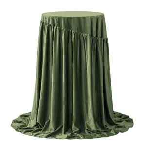 Olive Gathered Velvet Bar Table Cloth