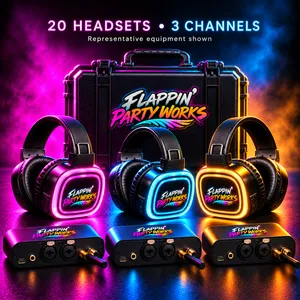 Party Flock - 20 Headsets - 3 Channel Silent Disco Kit