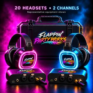 Party Flock - 20 Headsets - 2 Channel Silent Disco Kit