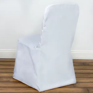 White Polyester Chair Covers-Square Top