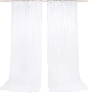 white 5' x 10' curtain/backdrop panels