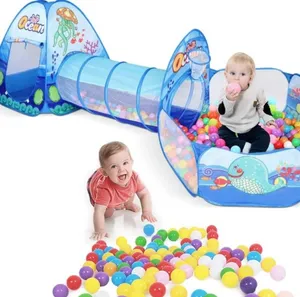 Play Tent, Crawl Tunnel & Ball Pit with Basketball
